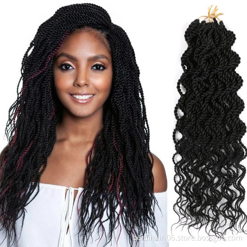 18inch Wavy Senegalese Twists Crochet Braids Synthetic Artificial Hair Extension Curly Pre looped Senegal Twist Braids Curly